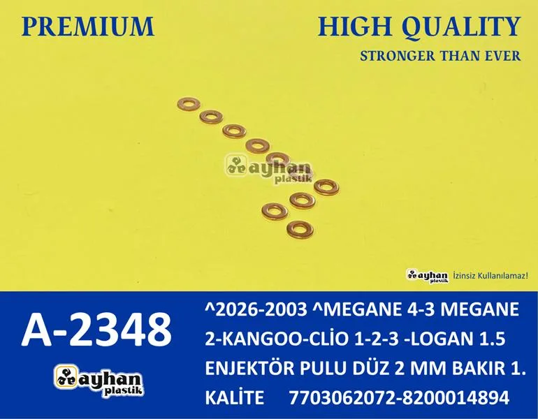 Enjektör Pulu Rondela K9K Logan 1 - 2 - Kangoo 2 - Megane - Clio 2 - TWNG 2 - MASTER 3 - Koleos - Espace (10 Adet)