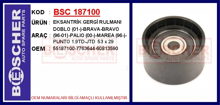 Eksantrik Gergi Rulmani DOBLO 2001 - Brava - Bravo 1996-2001 Palio 2000 - Marea 1996 - Punto 1.9TD - JTD 53