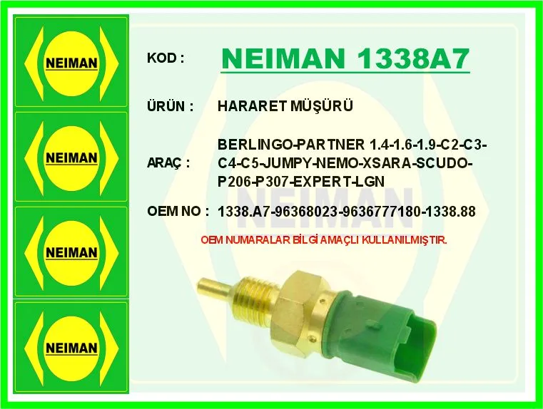 Hararet Müşürü BERLINGO - PARTNER 1.4-1.6-1.9-C2-C3-C4-C5-JUMPY - NEMO - Xsara - SCUDO - P206-P307-EXPERT - Logan