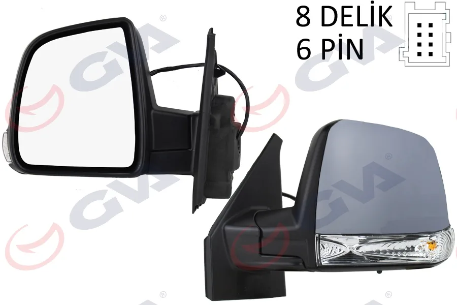 Diş Dikiz Aynası Sol DOBLO 2011 Elektrikli Sinyalli Astarlı Tek Camlı Konveks 6 Fiş VM-668EHPL