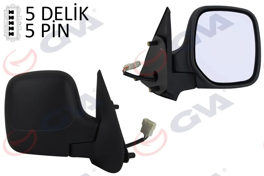 Diş Dikiz Aynası Sağ BERLINGO - PARTNER 1997 Elektrikli Isıtmalı Konveks 5 Fiş VM-118EHR