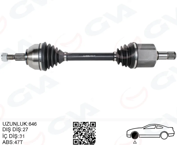 Ön Aks Komple Sol Kuga 1 2.0 Tdci 2008-2014 Power. Otom. 6 Vitesli Çift Kavrama 4X4 646 MM Diş 27 I Ç Dişli 31