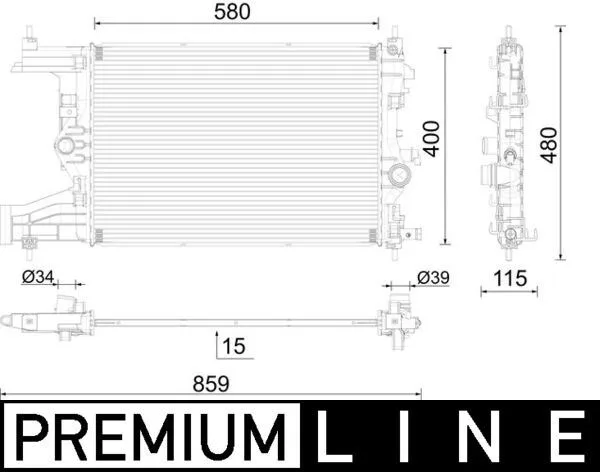 Radyatör Premium LINE Mekanik ASTRA J - Zafira Tourer C - CRUZE 1.4-1.6 Al / PL / BRZ 580X398X16