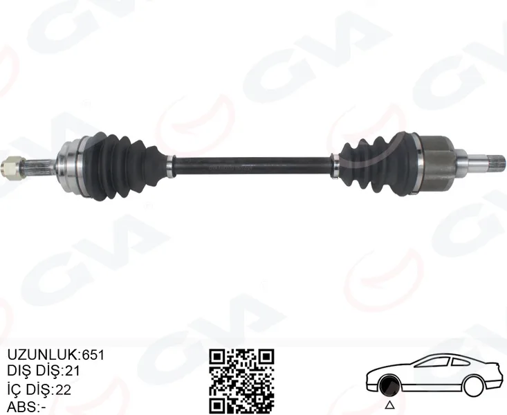 Komple Aks Sol Peugeot P208 2012-2019 Citroen C3 2016 1.0-1.2-1.4-1.6 Vti 1.4 HDI-1.6 Bluehdi 21X22X665
