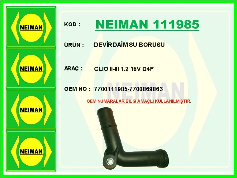 Devirdaim Su Borusu Clio 2 - 3 - 4 Symbol 2 2008-2014 Sandero 2 2012 Logan 2 2012 1.2 16V D4F