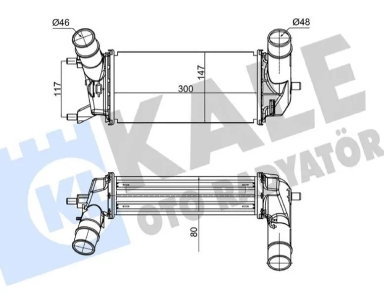 Turbo Radyatörü Ford Fiesta - Ecosport 2018 1.0 Ecoboost Fiesta 7 2017 1.0 Ecoboost Otomatik Vites Brazing 300X147X80