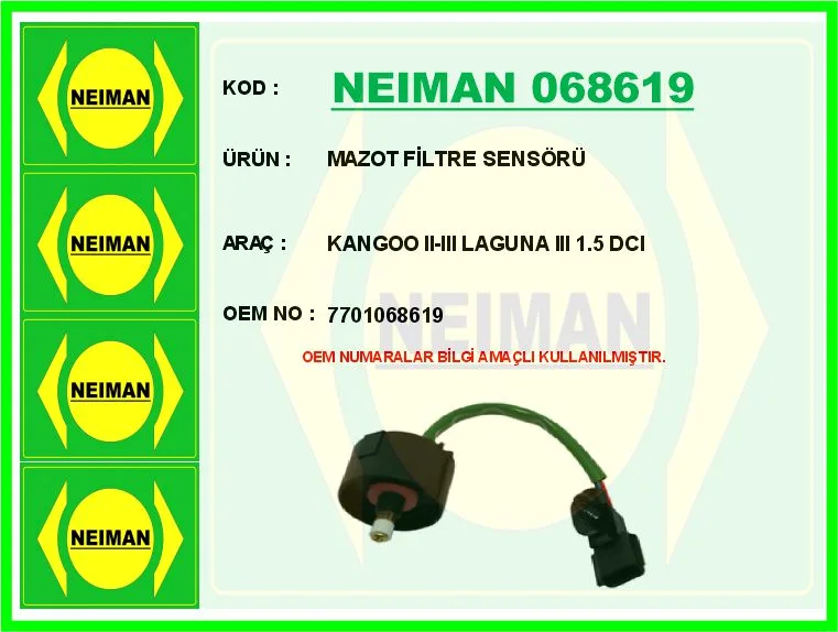 Mazot Filtre Sensörü Kangoo 2 - 3 Laguna 3 1.5 DCI
