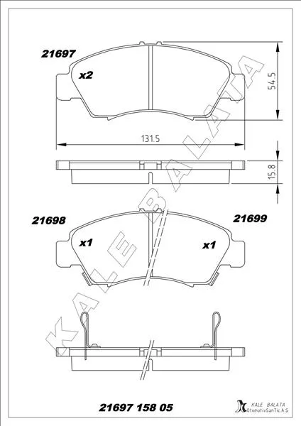 Ön Fren Balata Küçük Tip Honda Civic 1.6L D16 Sı Enjeksiyonlu 1992-1995 1.4L D14A Euro 1996-2000 Jazz 1.4L L13A GD 2002-2008