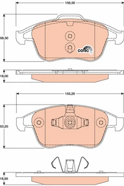 Ön Fren Balatası Renault Grand SC Nic 3 2009-2016 Laguna 3 2007-2015 Megane 3 2009-2015 K:17.1MM Y:68MM