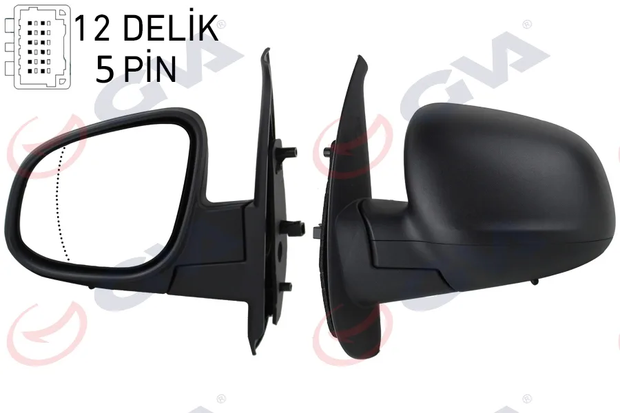 Diş Dikiz Aynası Sol Kangoo - CITAN 2013 Elektrikli Isıtmalı Desenli Asferik 5 Fiş VM-6132EHAL