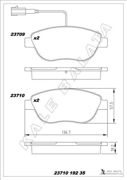 Ön Fren Balatası Opel COMBO D 2012 Punto EVO 1.3-1.4-1.6D MTJ 2009 500-500C 1.3DMJ 2010 Grande Punto 1.6DMTJ 2009 Çift Fişli