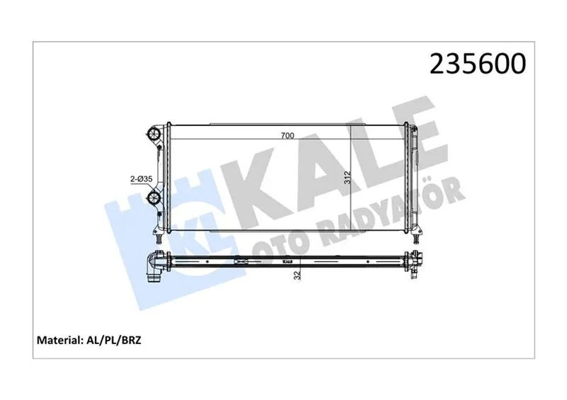 Radyatör DOBLO 1.9 JTD-1.3MTJ Mek Ac Klimasız 700X305X38 1 Sıra Alb Sistem -46807378