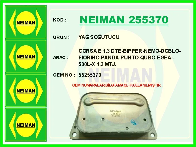 Yağ Soğutucu Fiat Egea 2016 500L 2012 DOBLO 2015 FIORINO 2016 Alfa Romeo Mito 2009-2018 1.3D MTJ Euro 6