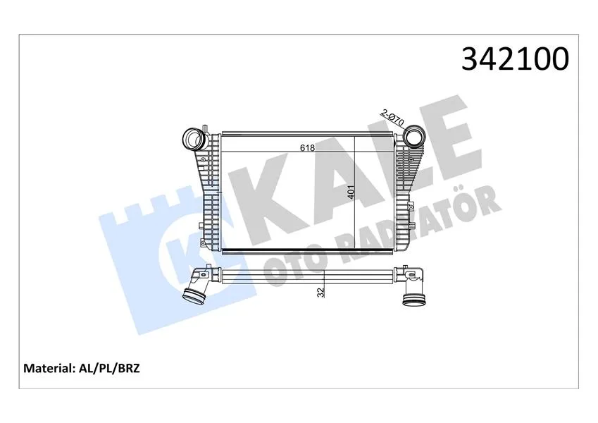 Turbo Radyatörü İntercooler CADDY - Golf 5 - Jetta - A3-LEON - Octavia 1.8-1.9-2.0TDI - TFSI 615X406.6X32