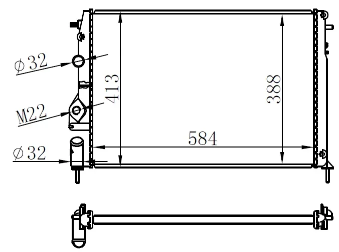 Radyatör Brazing Megane 1 - Scenic 1.4-1.6-1.8-2.0 16V Ac Mek 584X388X22