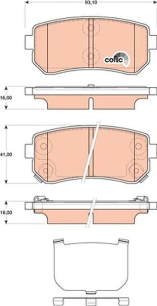 Arka Fren Balata Hyundai ACCENT Era 1.4L G4EE 2006-2010 İ30 1.4L 1.6L 2008 / İX35 1.6L G4FD Gdi 2011 / KIA Ceed 1.4L 1.6L 2007 / Sportage 1.6L G4FD Gdi 2009 / RIO 1.4L 1.6L 2005 Sürtünme Yüzeyi eğik Şim