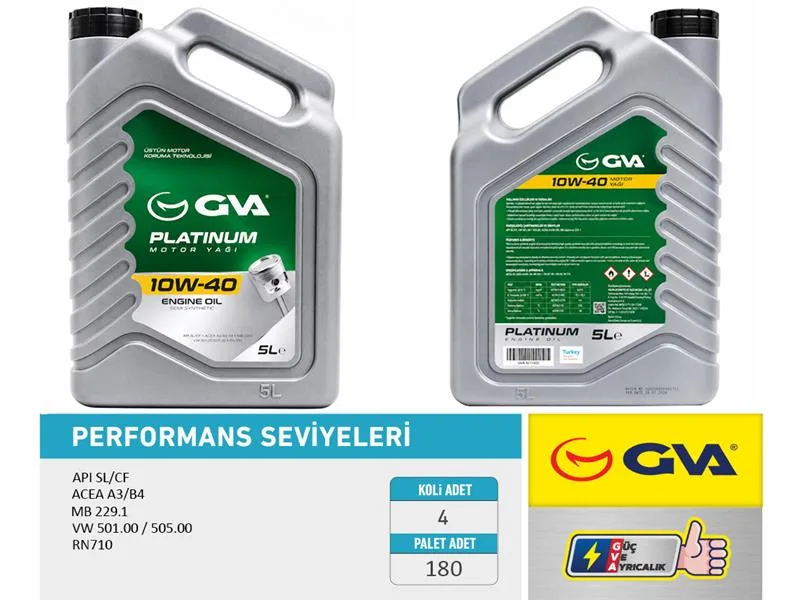 Motor Yağı 10W40 5 LT Platınum Yarı Sentetik API SL / CF (4 Adet)