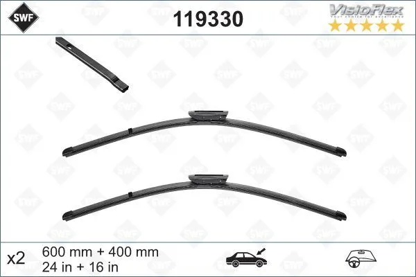 Ön Silecek Süpürge Takimi Peugeot P301 Citroen C Elysee 2012 C3 Picasso 2010-2017 DS3 2010-2015 Renault Clio 3 09 2005 Talıa 2000 Fluence 2009 SWF 600 400 Muz Tip