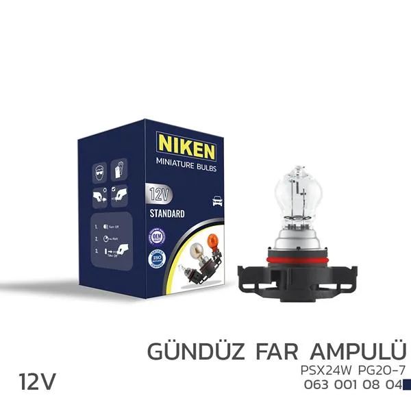 NIKEN 12V PSX24W Gündüz Far Ampulü PG20-7 10LU (10 Adet)