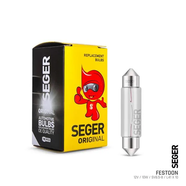 Ampul Fes 12V 10W SV8.5-8 41MM Sofit Standart Yenileme (10 Adet)