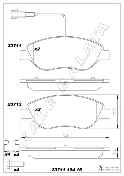 Ön Fren Balatası Fişli Fiat Bravo 2 2008-2014 Egea Hatchback 2015 Alfa Romeo Mito 2008-2015 Lancia Delta 3 08>1