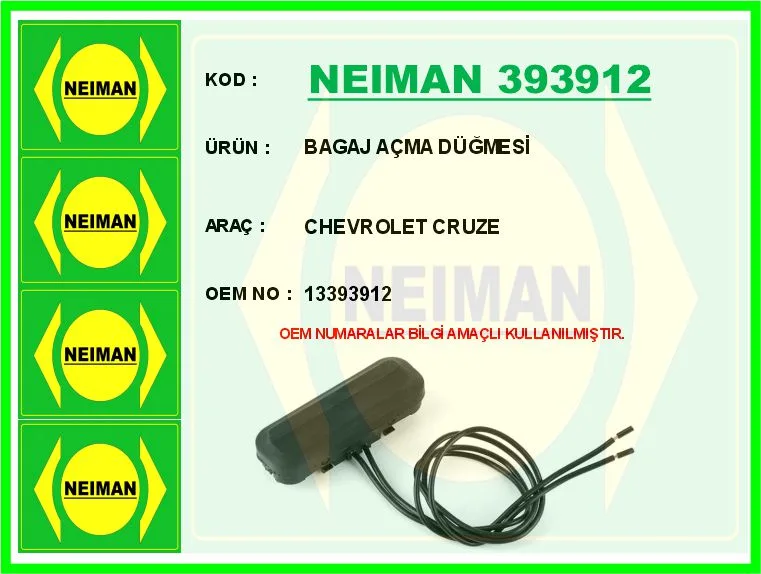 Bagaj Açma Düğmesi Opel ASTRA J - Insignia A - Chevrolet CRUZE