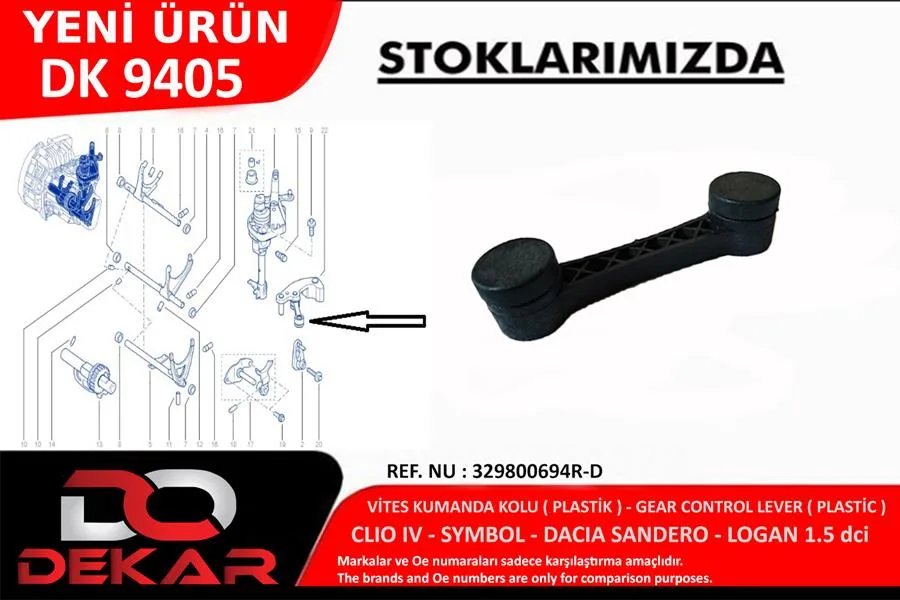 Vites Kumanda Kolu Plastik Clio 4 - Symbol - Dacia Sandero - Logan 1.5 DCİ
