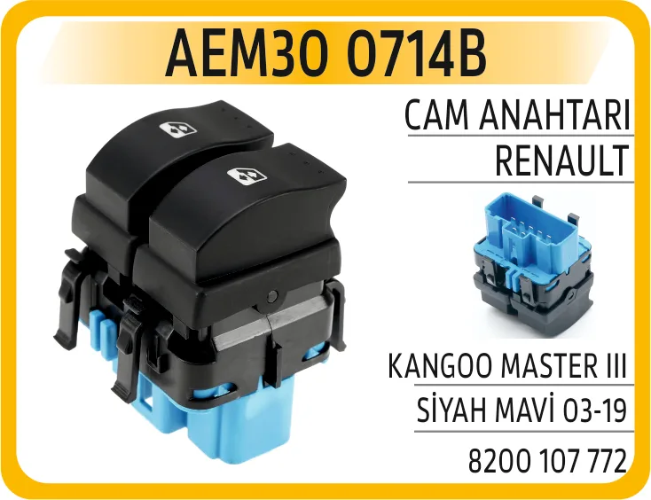 Cam Anahtari Renault Kangoo - MASTER 3 Siyah - Mavi