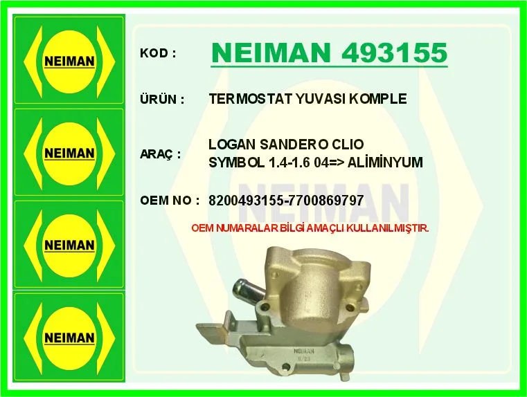 Termostat Yuvası Renault Clio - Kangoo - Megane Dacia Logan 1.4-1.6 K4J - K4M Alüminyum - Tıpasız