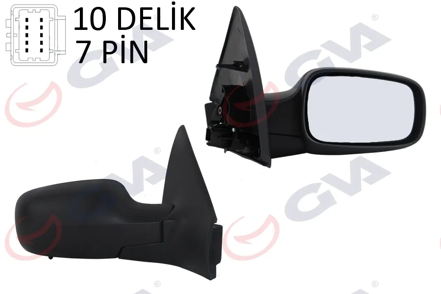 Diş Dikiz Aynası Sağ Megane 2002 Elektrikli Isıtmalı Sensörlü Siyah Kapak Konveks 7 Fiş VM-138EHSR