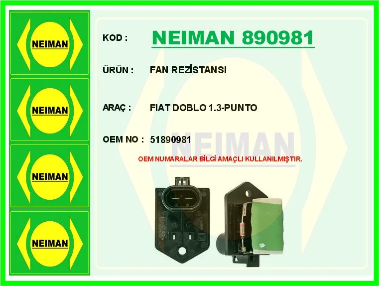 Fan Rezistansı Fiat DOBLO 1.3-PUNTO
