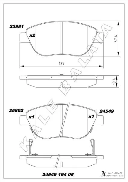 Ön Balata Corsa D büyük Tip 1.3 CDTI 2007-2006 Fiat 500L 2012 0.9T 1.4 1.3D MTJ 1.6D MTJ