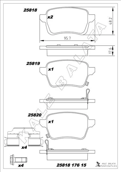 Arka Fren Balatası Opel Corsa E 2014-2019 Adam 2014-2019 15 Jant Rpo J67 Fiat Egea 2016 500L 2013 264MM