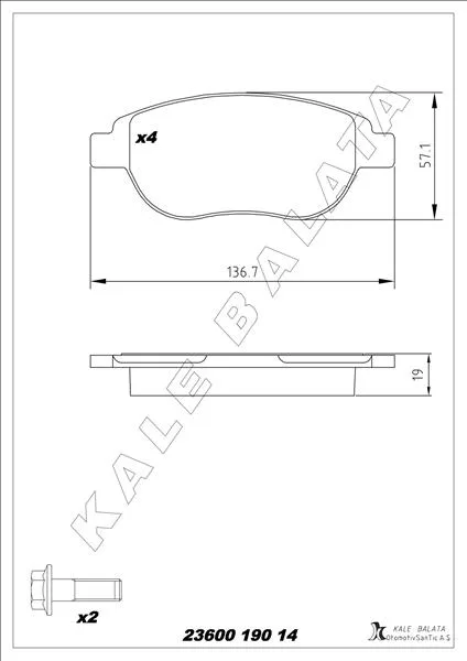 Ön Fren Balatası Peugeot P207 2006 P307 2000 PARTNER 2003 Citroen BERLINGO 2000 C3 2002 C4 2004 Xsara 2000 Fiat DOBLO 2001