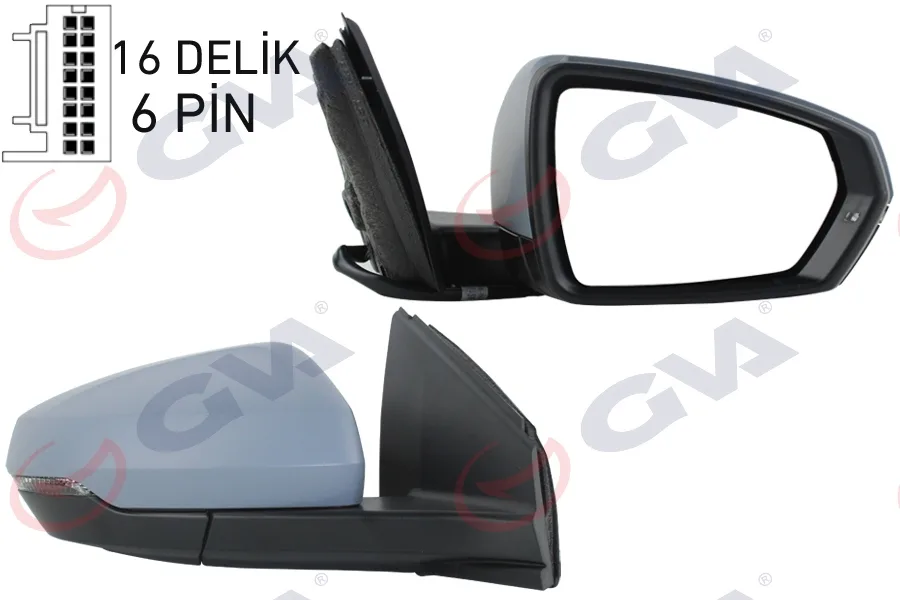 Diş Dikiz Aynası Sağ VW Polo 2017 Elektrikli Isıtmalı Sinyalli Astarlı Konveks VM-6390EHPR