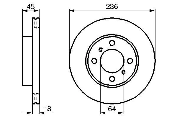 Ön Fren Diski Hava Kanalli Mitsubishi CARISMA 1.6L 4G92 DA1A 1995-1999 236 Çap X 4 Bijon - Adet Disk Fiyatıdır (2 Adet)
