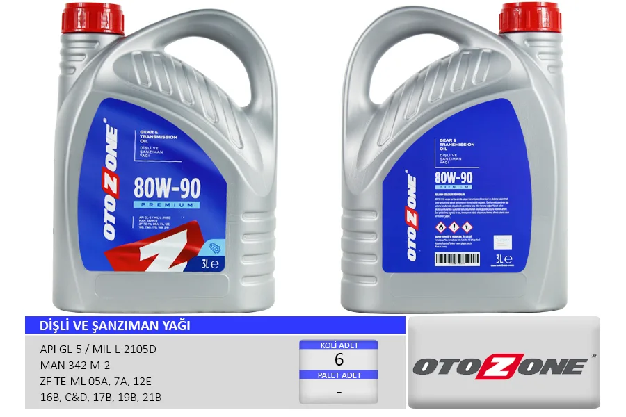Şanzıman Yağı 80W90 3 LT API GL-5 (6 Adet)