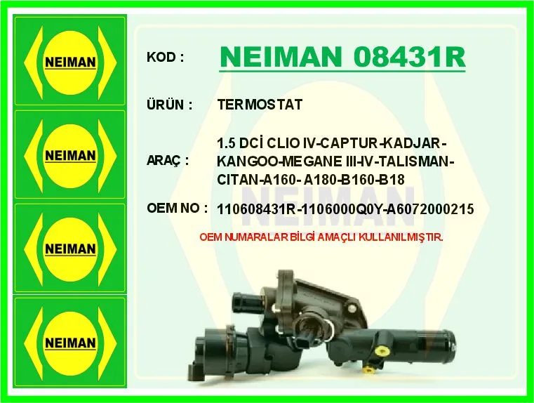 Termostat 83 C Renault Symbol 3 2014 Megane 4 2016 Clio 4 2012 Captur 2013 Duster 2012 DOKKER 2012 1. 5DCİ K9K