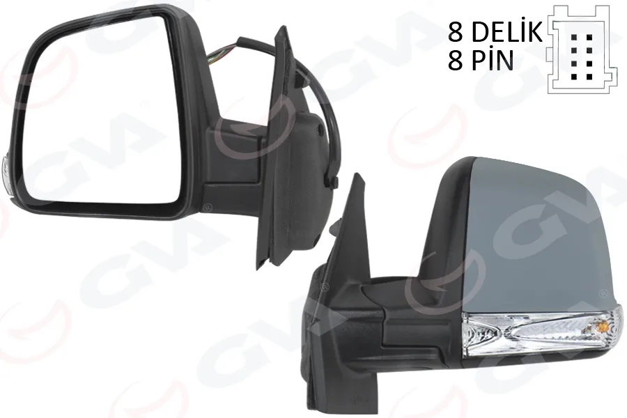 Diş Dikiz Aynası Elektrikli Sol DOBLO 3 2011 MD. Sinyalli Katlanır / Power Flok Astarlı 8 Fiş