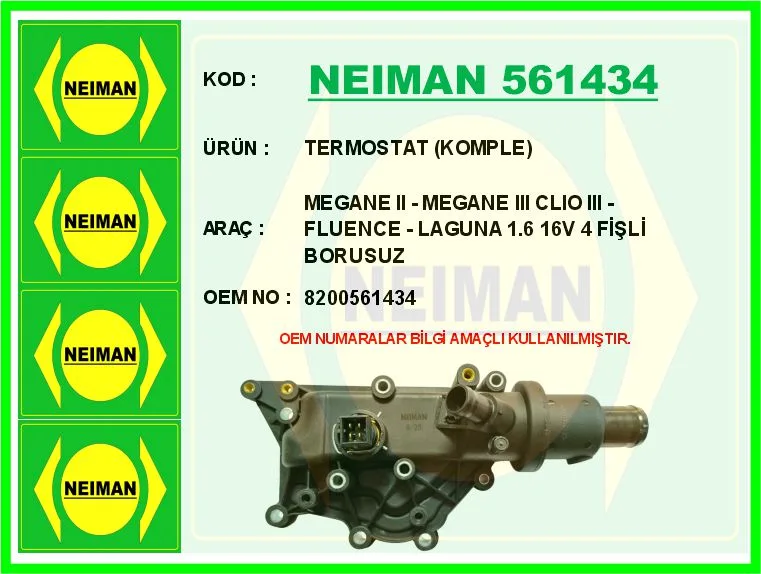 Termostat 89 C 4 Fiş Müşürlü Megane 2 2002-2008 Megane 3 2009-2016 Fluence 2009-2016 Laguna 2 2001-2007 Lagun A 3 2007-2014 Clio 3 2005 1.2 D4F 1.4 K4J 1.6 K4M
