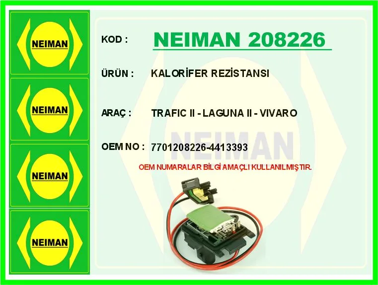 Kalorifer Rezistansı TRAFIC 2 - Laguna 2 - VIVARO