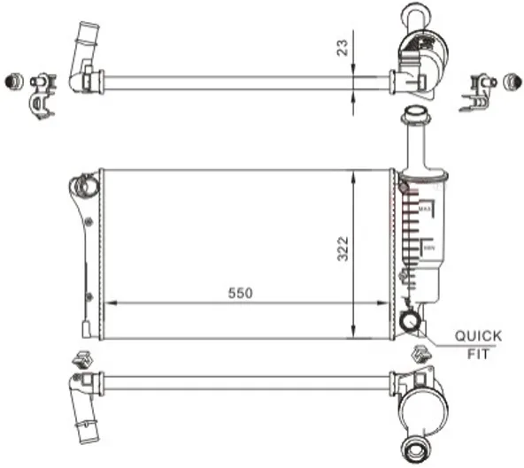 Radyatör Fiat Panda 2007-2011 Mekanik 540X322X18