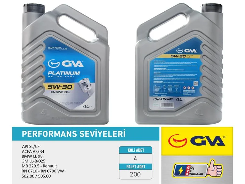 Motor Yağı 5W30 4 LT Platınum Tam Sentetik API SL / CF (4 Adet)