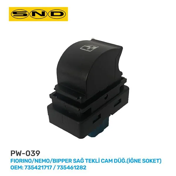FIORINO / NEMO / Bipper Sağ Tekli Cam Düğ. İğne Soket OEM: 735421717 / 735461282