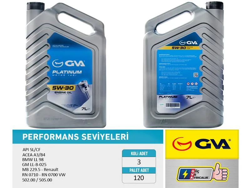 Motor Yağı 5W30 7 LT Platınum Tam Sentetik API SL / CF (3 Adet)