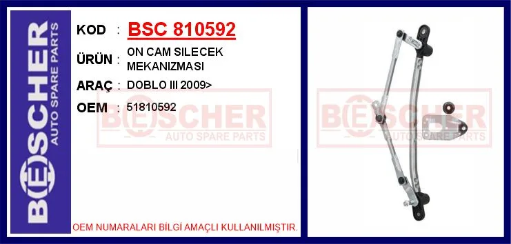 Ön Cam Silecek Mekanızması Fiat DOBLO 3 2010 Motorsuz