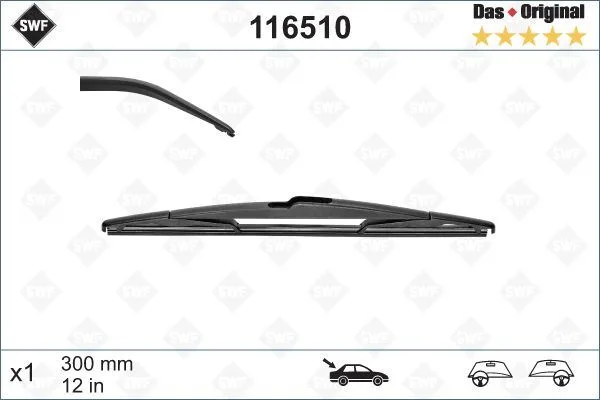 Silecek SWF 30CM X1 Arka TWNG 03/93 > - Toyota Aygo Yaris 2002-2001 Scenic 2.09 > C1 107