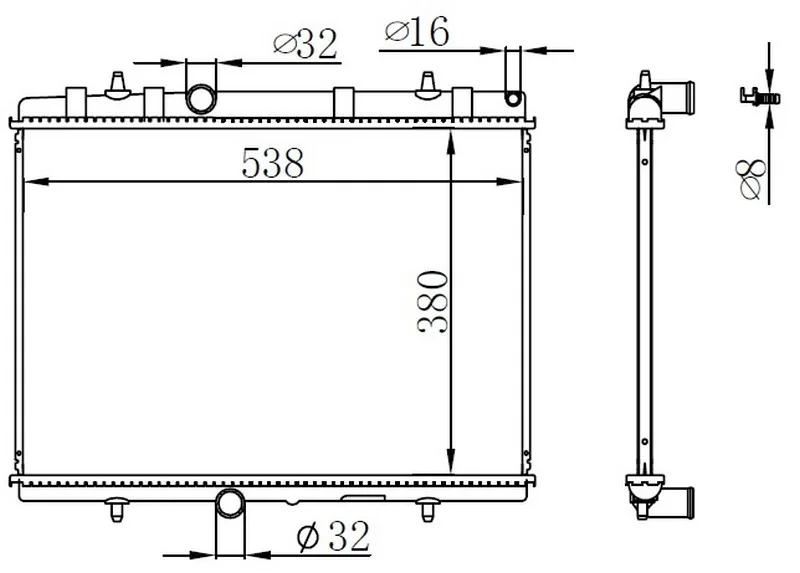 Radyatör 307-407-C4-C5-BERLINGO - PARTNER1.6-1.8-2.0 HDİ Ac Klimasız Mek 380X552X26