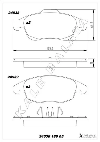 Ön Fren Balatası Peugeot PARTNER 2008-2011 P5008 2009-2017 Citroen BERLINGO 2008 C4 Picasso 2006-2015 DS4 2011-2018 D S5 2015-2018 283MM