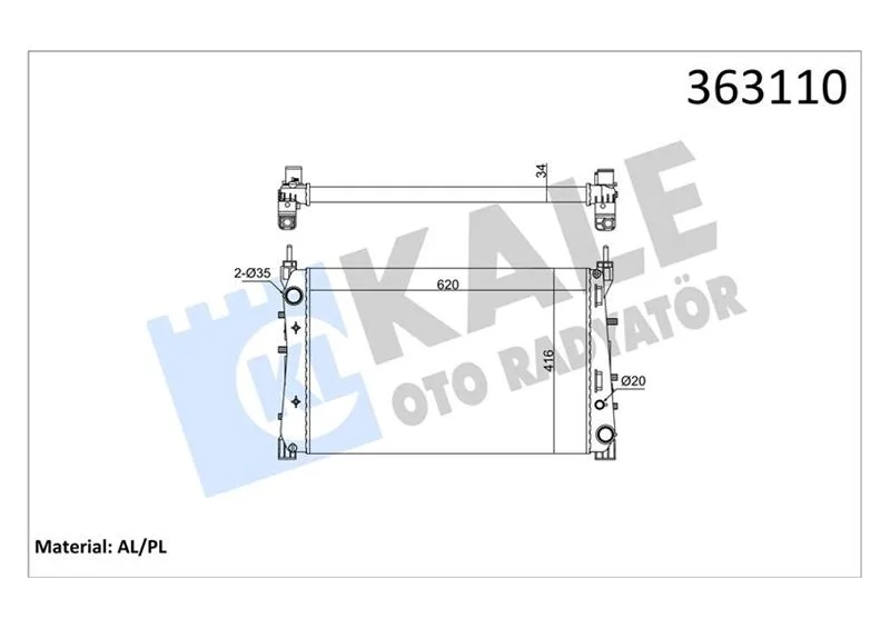 Brazing Versiyonu KL195500 Fiat Linea Punto EVO 1.3/1.6 MJTD 1.4TJET 2007-2012 Manuel Vites Mekanik 620X416 X34 Su Radyatörü